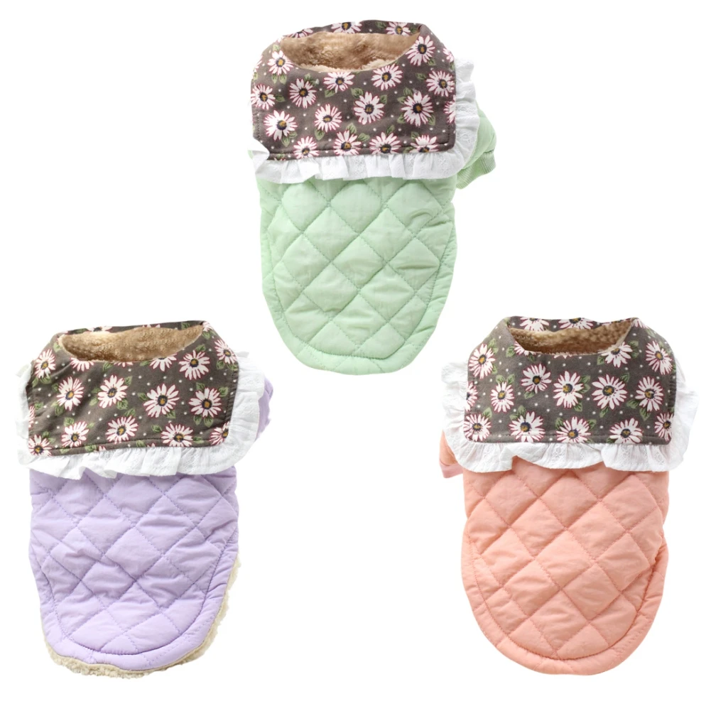 

Dog Winter Clothes Cute Small Dog Daisy Collar Warm Coat Thick Padded Fleece Pet Jacket For Small Medium Dog Pet Supplies