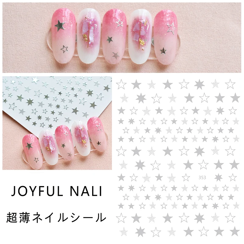 

3D Nail Art Stars Sticker Paper Glittering Rhinestone Bling Gold Silver Ornaments Self-Adhesive DIY Slider Decoration Decals