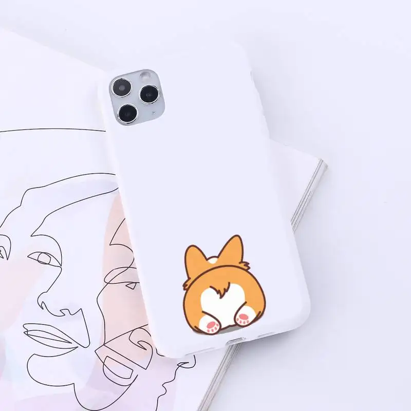 

Cute Corgi Butt Animal Puppy Phone Case Candy Color for iPhone 6 7 8 11 12 s mini pro X XS XR MAX Plus