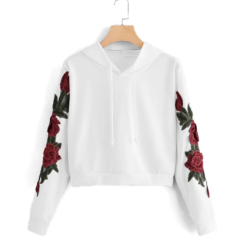 Модная женская Повседневная Толстовка JAYCOSIN с длинным рукавом и аппликацией роз