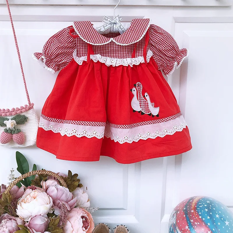 2020 Summer New Arrivals English Wind Ducks Delicate Embroidery Double Dress Little Girls Toddler Girl Holiday | Детская одежда и