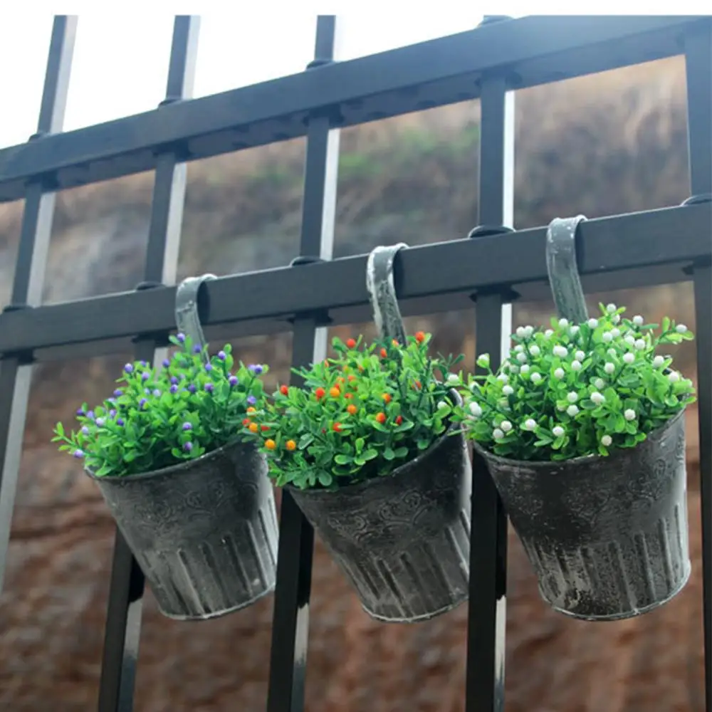 Wrought Iron Metal Crafts Decorative Hanging Pots Retro Flower Buckets Creative Home Garden Decor | Дом и сад