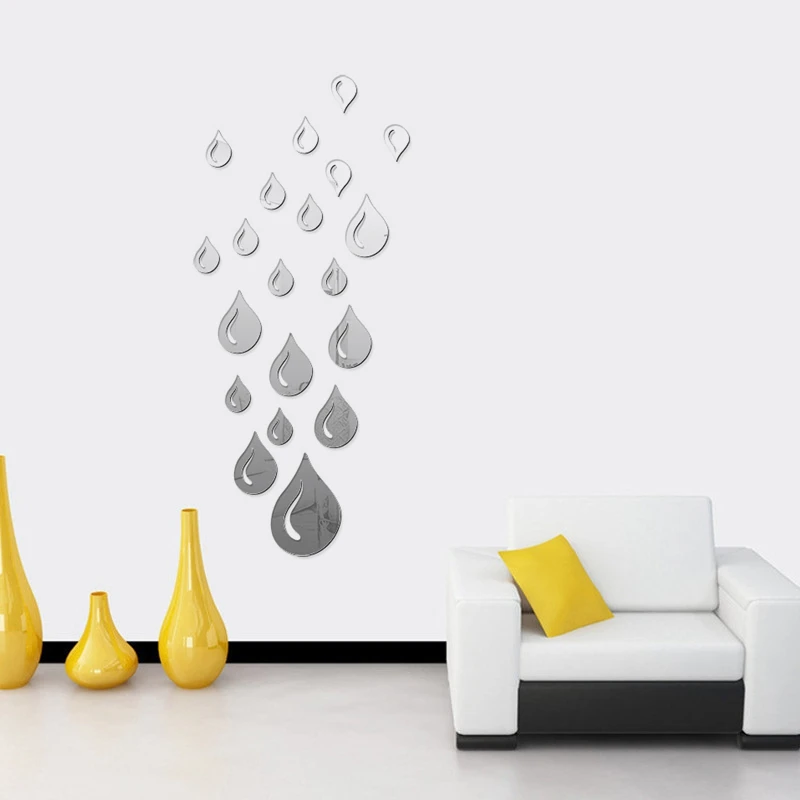 

Mirror Wall Sticker Bedroom Glass Home Decor Acrylic Water Drop Shape Stickers Personality Wall Sticker For Living Room