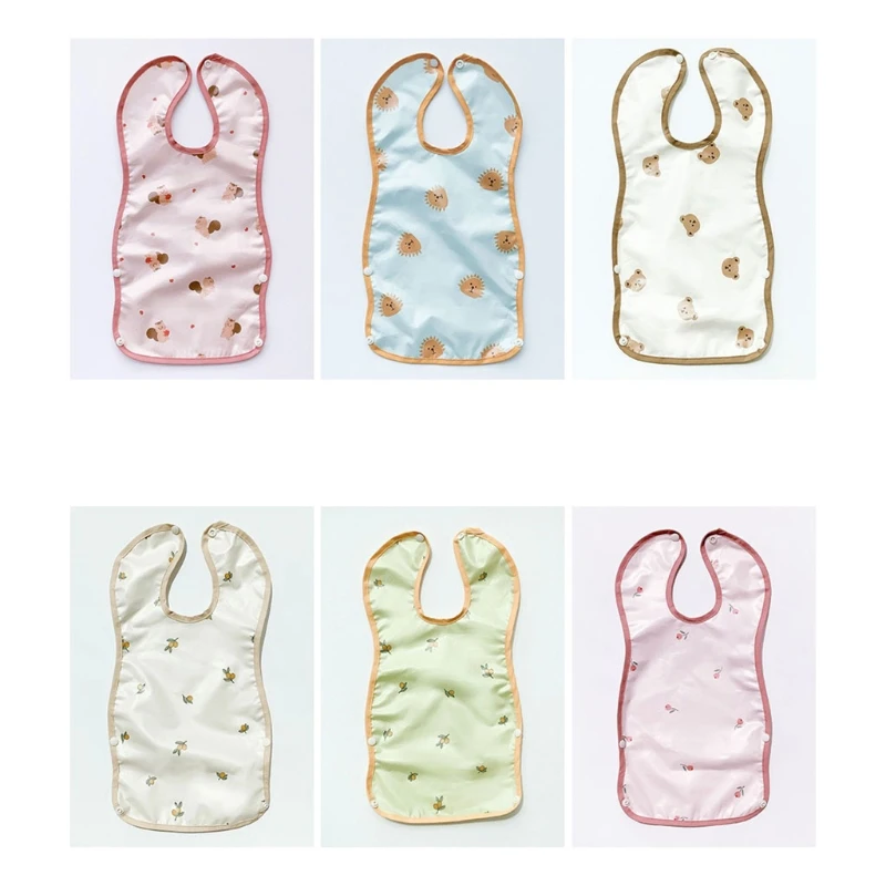 

Baby Feeding Drool Bib Cartoon Printed Snap Button Saliva Towel Waterproof Burp Cloth with Pocket for Newborn Toddler popular