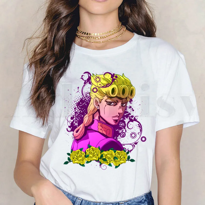 

Short Sleeve Female Tops Tees Harajuku Vintage JoJo Bizarre Adventure Yoshikage Jonathan Joestar T Shirts Women's T-shirt