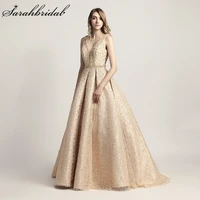 luxury evening dresses long dubai arabic a line pearl backless party gowns floor length sleeveless formal robe de soiree lx442