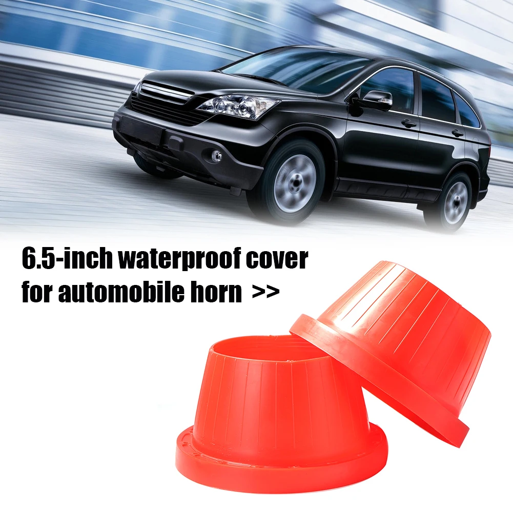 1 Pair 6.5 inch Car Door Audio Speaker Soft Silicone Rust Protection Pad Waterproof Cover Red 185x185x100mm/7.28x7.28x3.94in