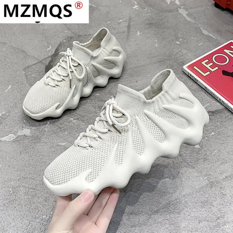 

Women Shoes Mesh Breathable Platform Socks Shoes 2021 Fashion Comfortable Sneakers Lace-up Women's Casual Shoes Tenis De Mujer