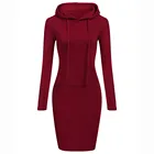 Женское осенне-зимнее теплое однотонное платье-свитер с длинным рукавом и круглым вырезом