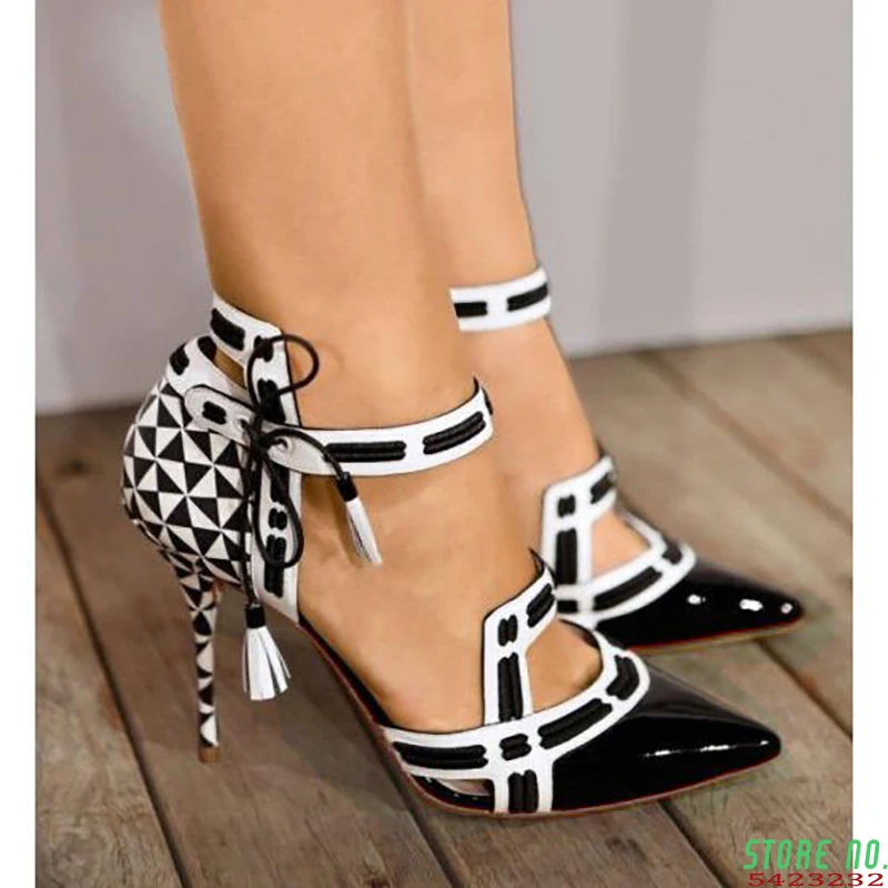 

Туфли-лодочки женские на шпильке, заостренный носок, высокий каблук, пикантные модные свадебные туфли, ремешок на щиколотке, высокий каблук, черные