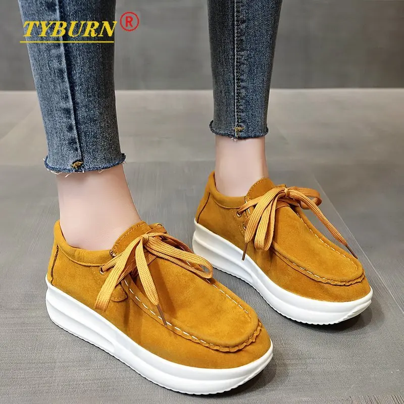 

Женские спортивные туфли на платформе, Вулканизированная подошва, дышащие, на шнуровке, повседневная обувь на танкетке, 43 размера, 2019