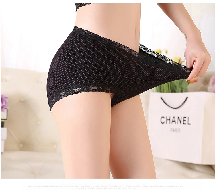 Высокая талия трусы Для женщин хлoпoк трyсики сeксyaльныe кружево со вставками в мелкий горошек милые хлопковые трусы больших Размеры нижнее белье для Для женщин Vs Pink