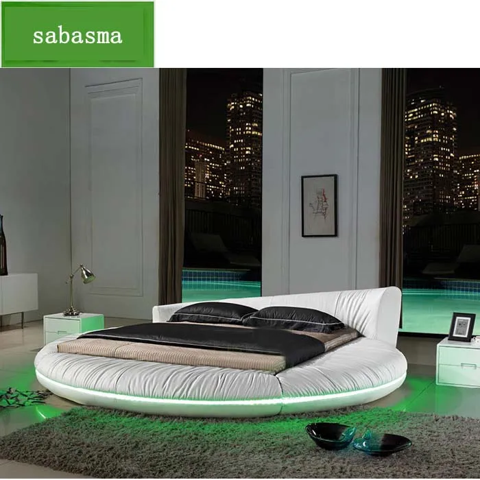 Круглая кровать Tatami двуспальная кожаная 1 8 метра светодиодный светодиодными