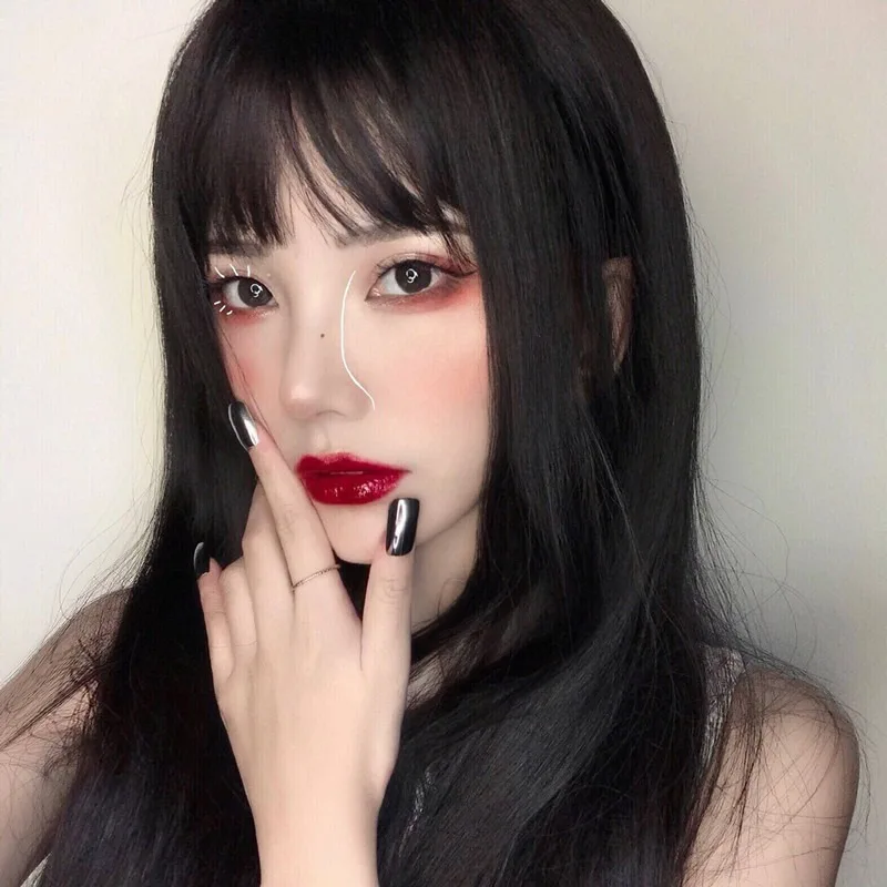 Новый двухмерный Аниме Косплей корейский поп девушка воздух челка длинные