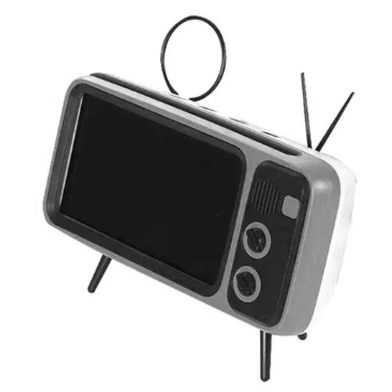 Black 3 в 1 беспроводной динамик Ретро ТВ мини портативный бас-Колонка bluetooth мобильный телефон держатель динамик ретро фоторамка для подарка - Цвет: Black