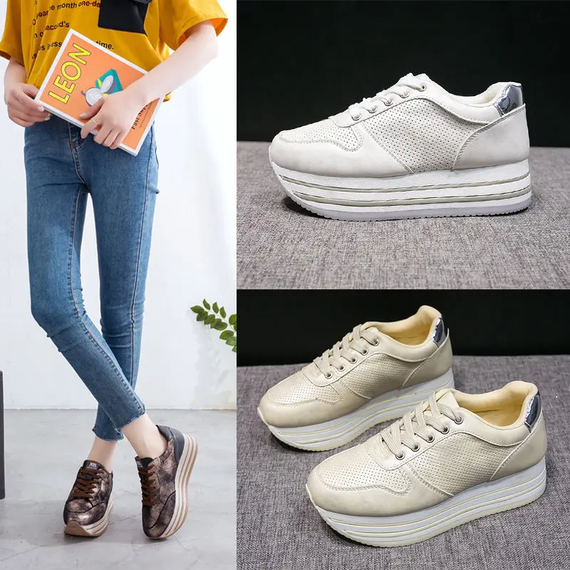 

2021 Spring and Autumn New Platform Shoes Joker Casual Sneakers with High Size Women's Shoes