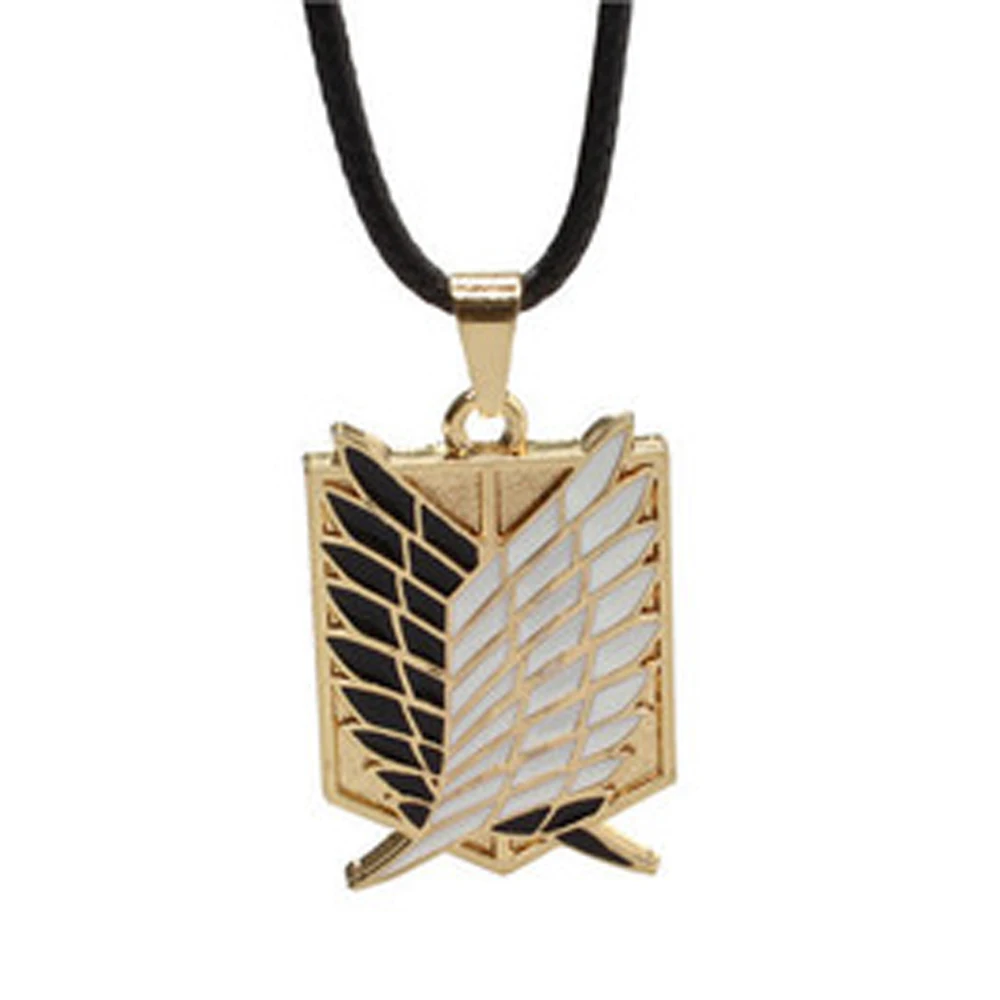 

Hot Sale Harri Magic Hat Necklace Attack On Titan Necklace Wings of Regiment Legion Survey Recon Corp Badge Pendant Necklace