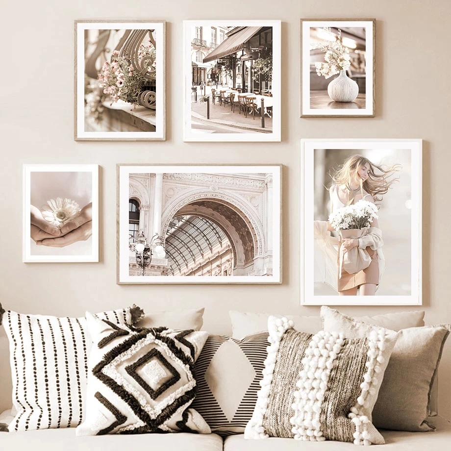 

Paris Tower Car Girl Flowers Fashion Street Nordic Poster and Prints Wall Art Canvas Painting Wall Picture for Living Room Decor