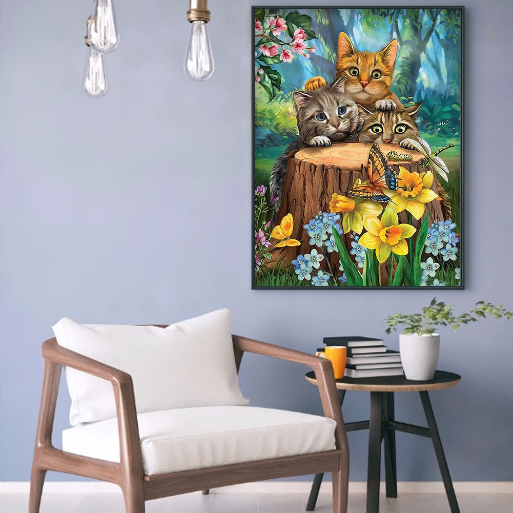 Набор для алмазной вышивки с изображением трех котов | Дом и сад