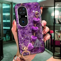 marble heart bracelet case for huawei y9 prime 2019 y9s y7p y7a y6p y5p p50 p40 p30 pro p20 lite plush wrist strap silicon cover