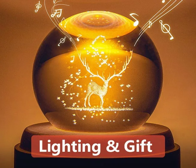 Caja de cristal de m&uacute;sica giratoria, caja de luz de m&uacute;sica con forma de bola de cristal, regalo de cumplea&ntilde;os, regalo de amigo-1