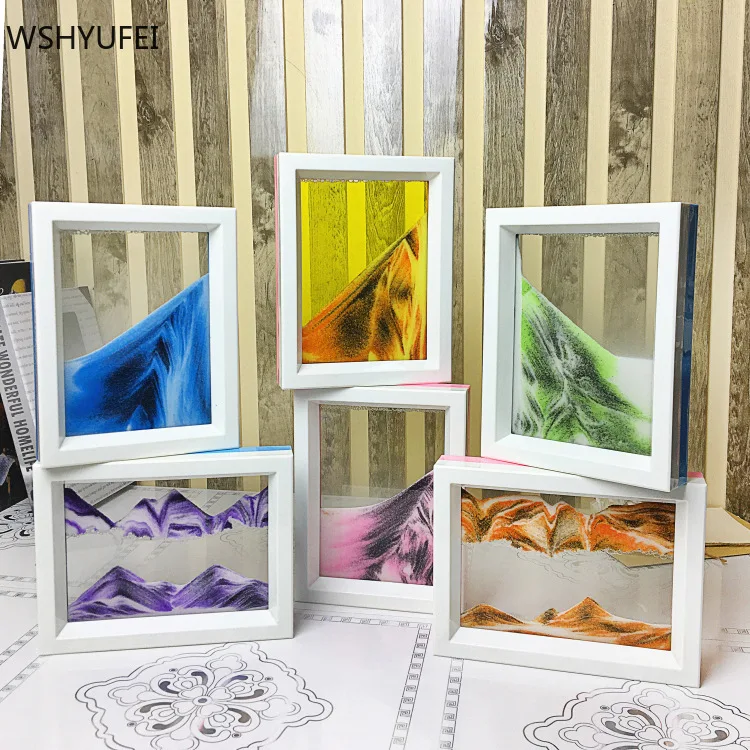 

Пейзаж в европейском стиле, картина с сыпучим песком, украшение для гостиной, песочные часы из ПВХ, картина с движущимся песком, подарки для друзей