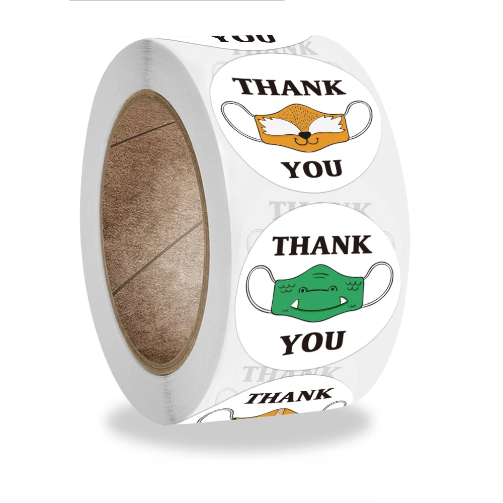 

500pcs/roll Thank You Envelope Gift sealing labels Sticker Bussiness Packing bag Label supplies 4 designs Scrapbooking Sticker