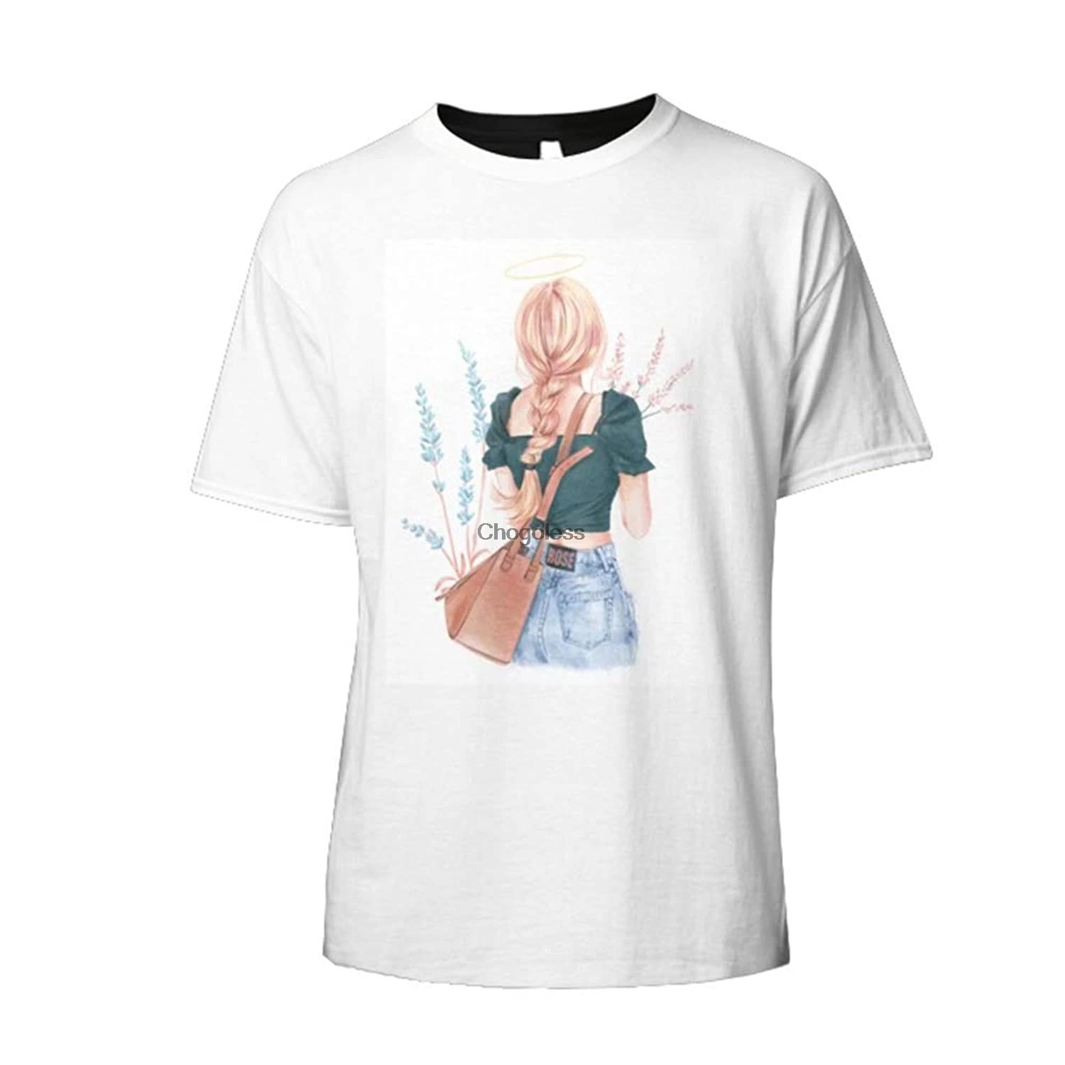 Классическая забавная футболка с цветочным принтом футболки графическим