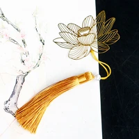 chinese style gold metal hollow lotus tassel bookmark stationery book folder office school exquisite gift school supplies