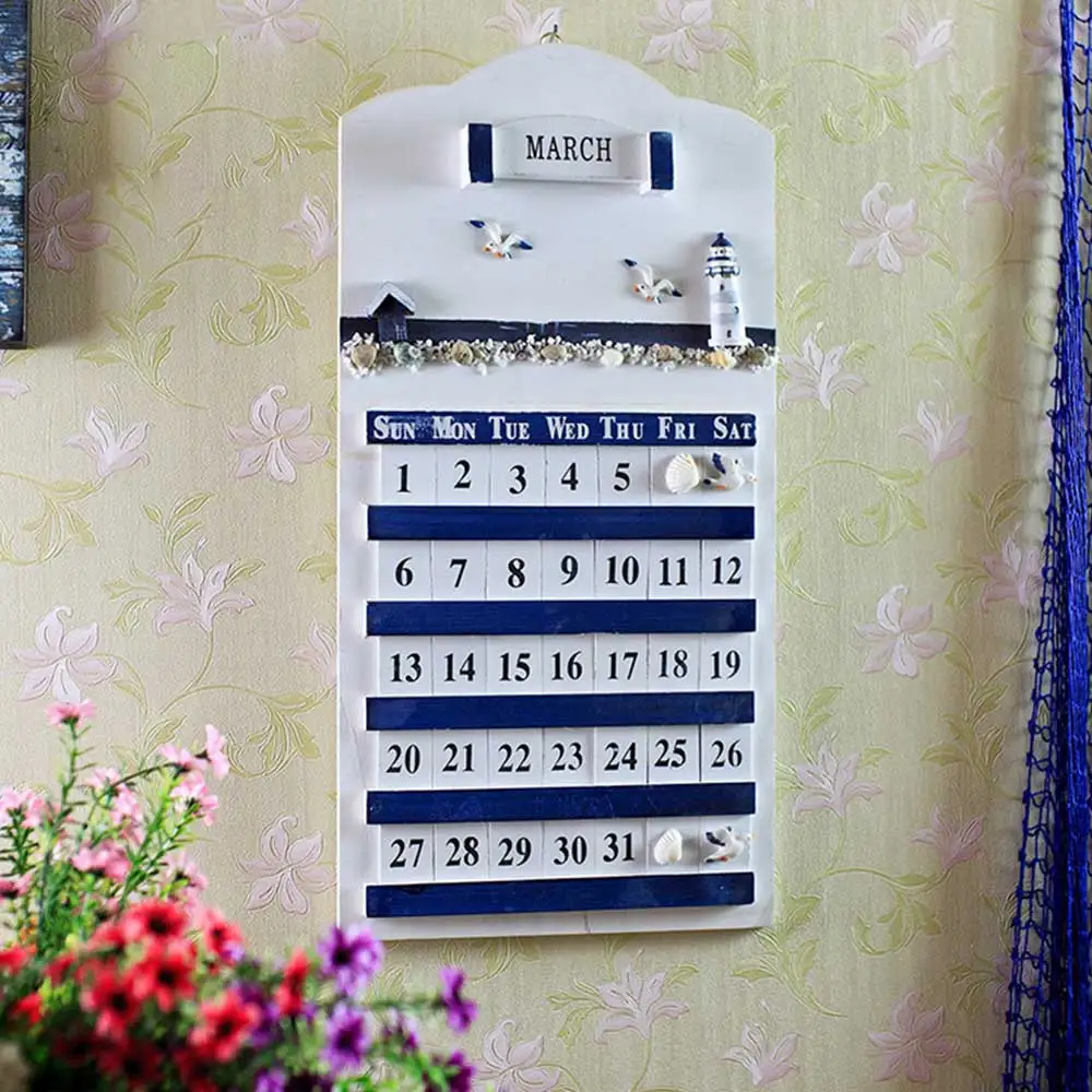 Umitive 1 шт. Средиземноморский стиль, дерево Seafaring DIY настенный календарь креативный продуктовый предметы интерьера вручную