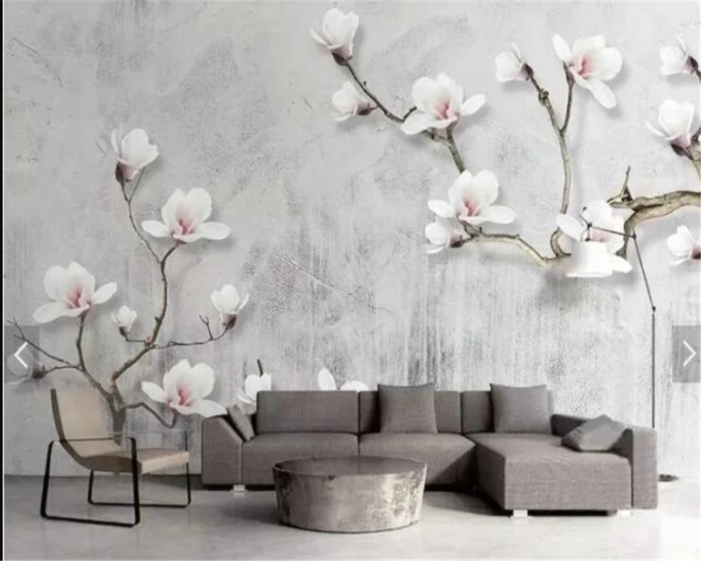 Пользовательские Настенные обои птица с цветочным рисунком попугая ТВ фон стены