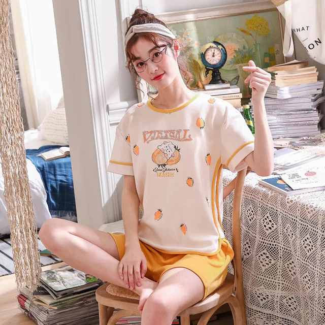 Пижамный комплект может быть на улице Пижама для женщин милый мультяшный