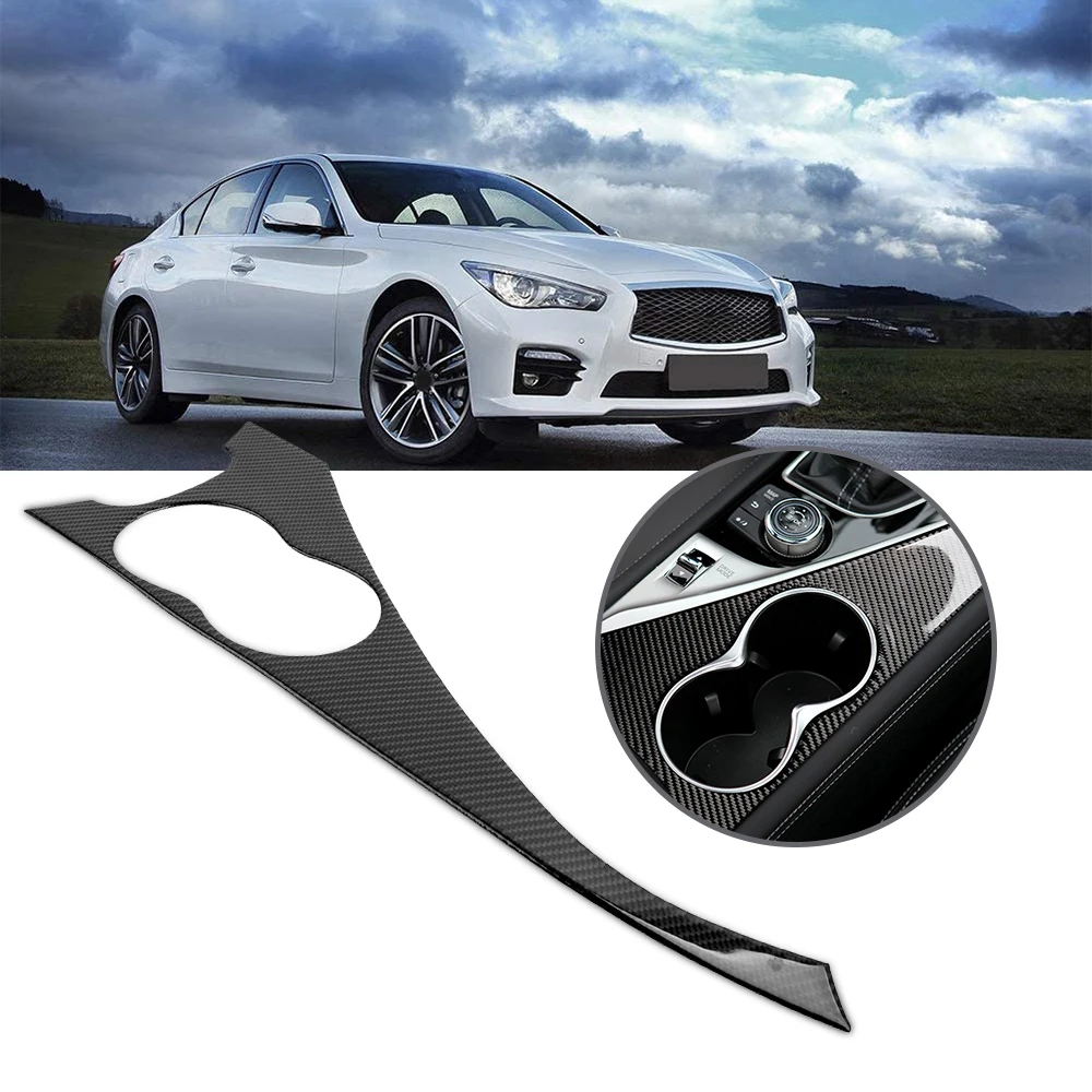 

Держатель стакана воды из углеродного волокна панель накладка наклейка для Infiniti Q50 Q60 2014 2015 2016 2017 2018 2019