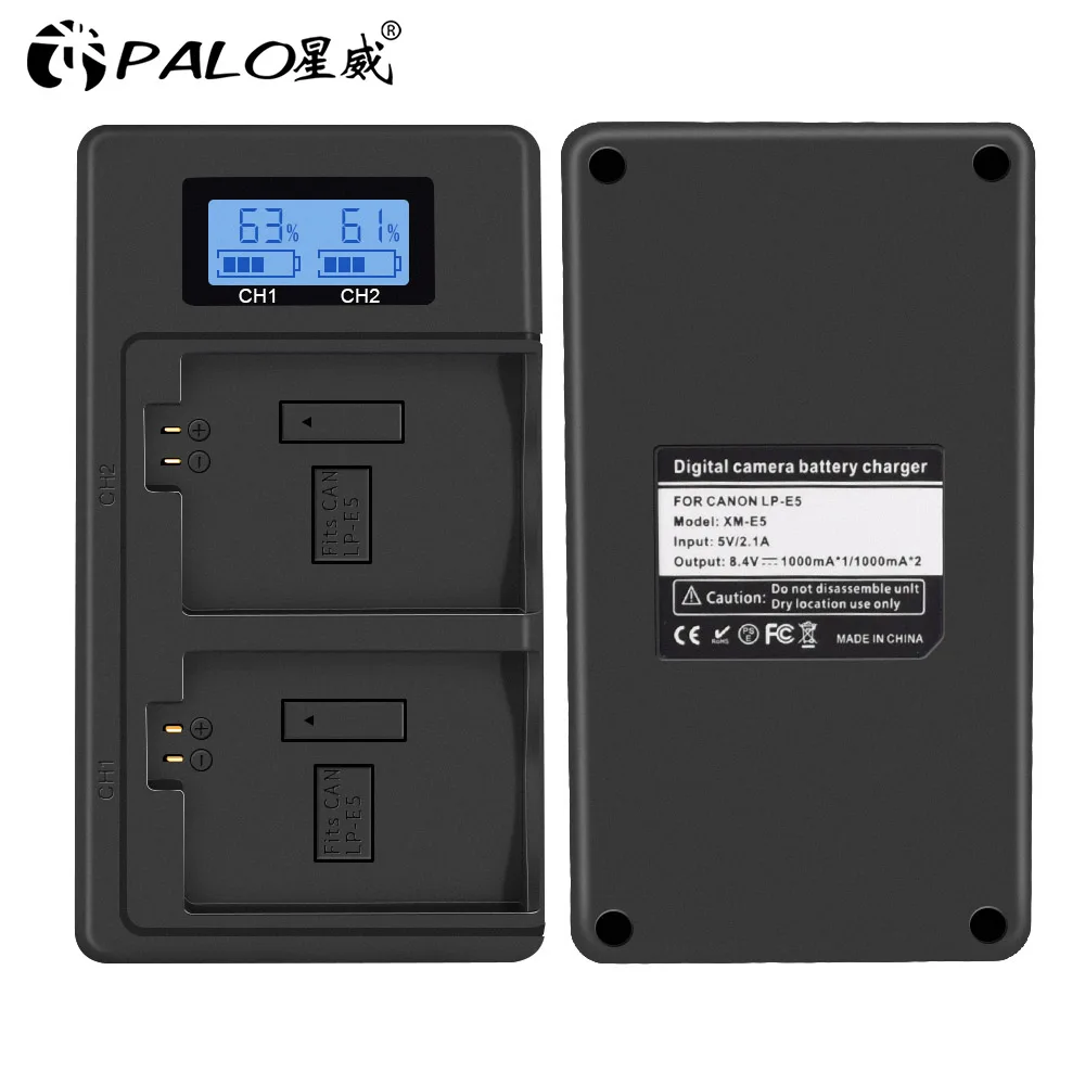 Зарядное устройство PALO LP E5 LPE5 зарядное с ЖК дисплеем и USB портом для Canon EOS 1000D 450D 500D