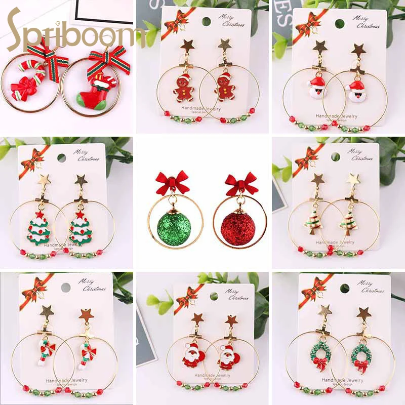 

Christmas Women Earrings for Girls Creative Bell Snowman Star Stud Earring Cute Jewelry Accessories Female New Year Gift
