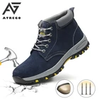 Ботинки AtreGo мужские из бычьей кожи, легкие ботильоны со стальным носком, с защитой от разрушения, для ходьбы, походов, работы и безопасности