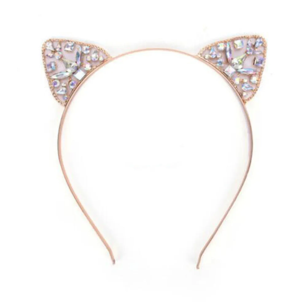 С украшением в виде кристаллов для женщин и девочек с милыми кошачьими ушками