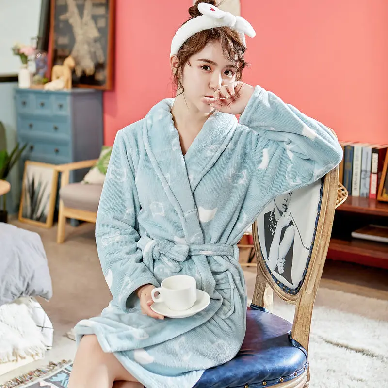 Кимоно женское флисовое с длинным рукавом утепленное Фланелевое принтом |