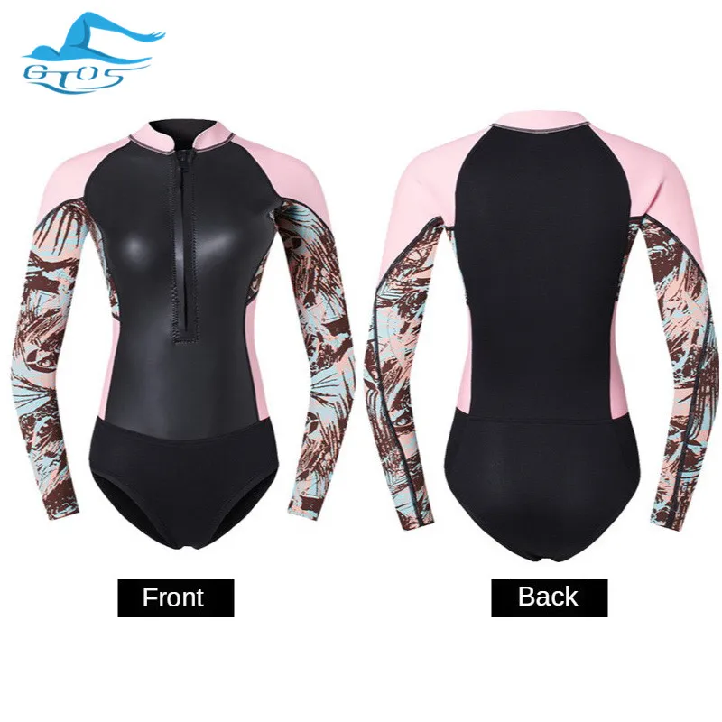 длинный рукав 2мм Мода женщин Гидрокостюм куртка One Piece купальник Surf МОРСКИЕ Deep