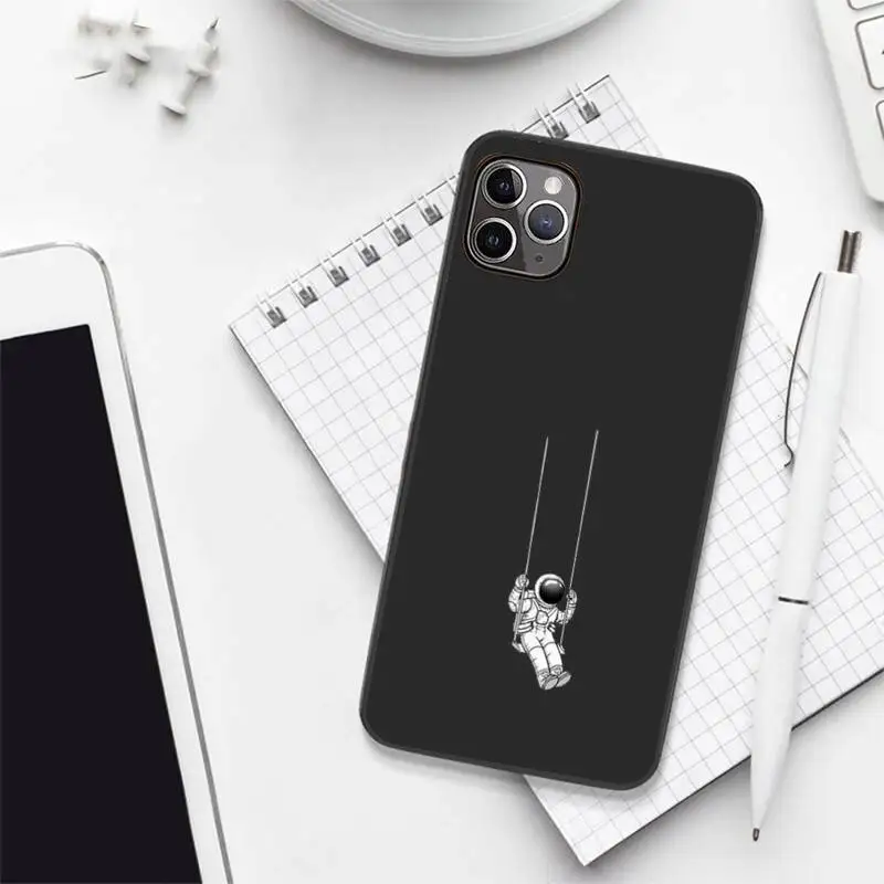 

Cute Cartoon Astronaut Star Space Phone Case Candy Color for iPhone 6 7 8 11 12 s mini pro X XS XR MAX Plus