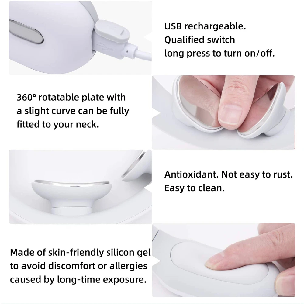 

USB Smart Neck Massager Electric Pulse Neck and Shoulder Massage Pain Relief Tool Heating Press Cordless Relaxation Health Care