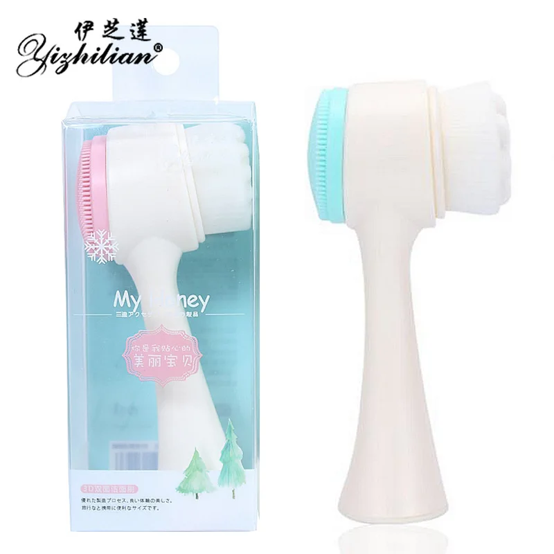 3D двухсторонняя кисть для лица силиконовая Мягкая щетина силикагель Очищающий