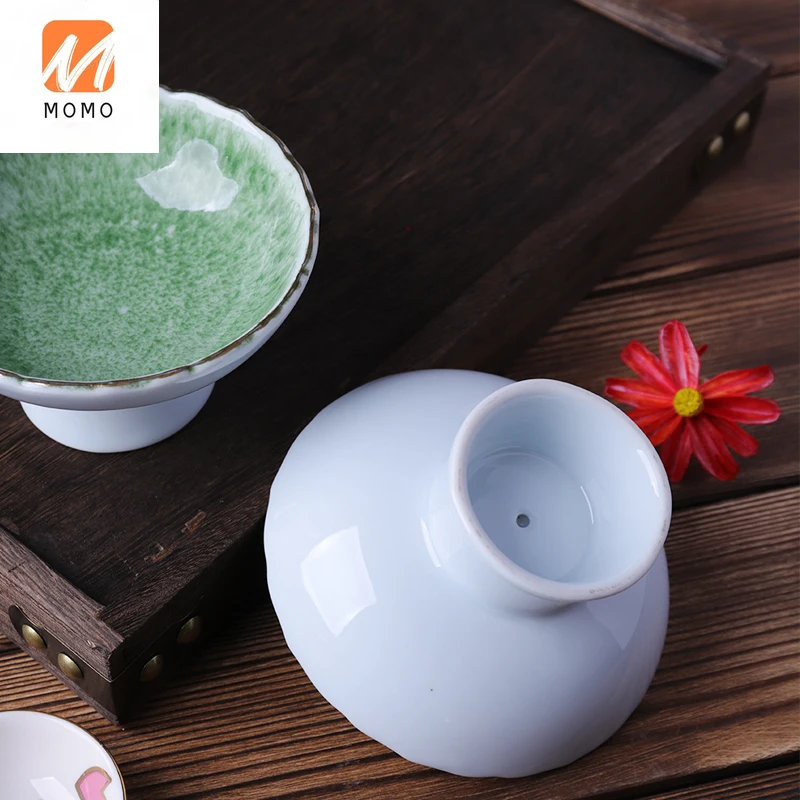 

Japanese-Style Ceramic Goblet Creative Golden Edge High Table Dish Front Dish Pastry Plate Japanese Seaweed Silk Bowl