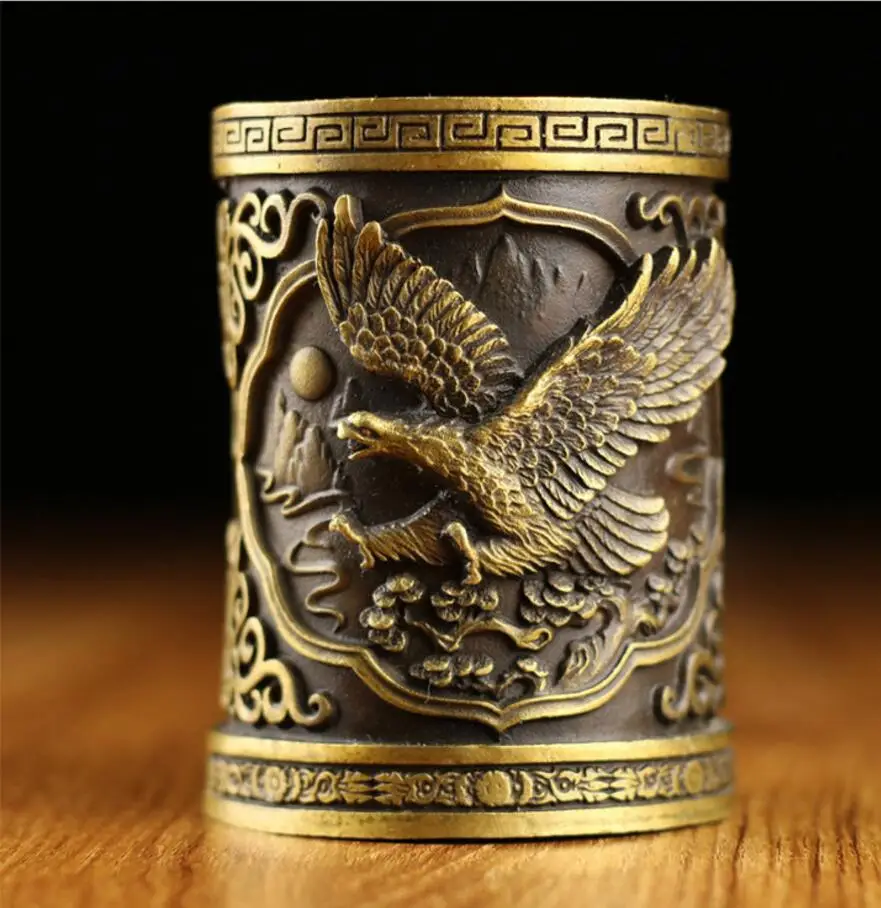 Copper Statue Pure copper Eagle dragon horse pen holder antique ornament | Statues &amp Sculptures