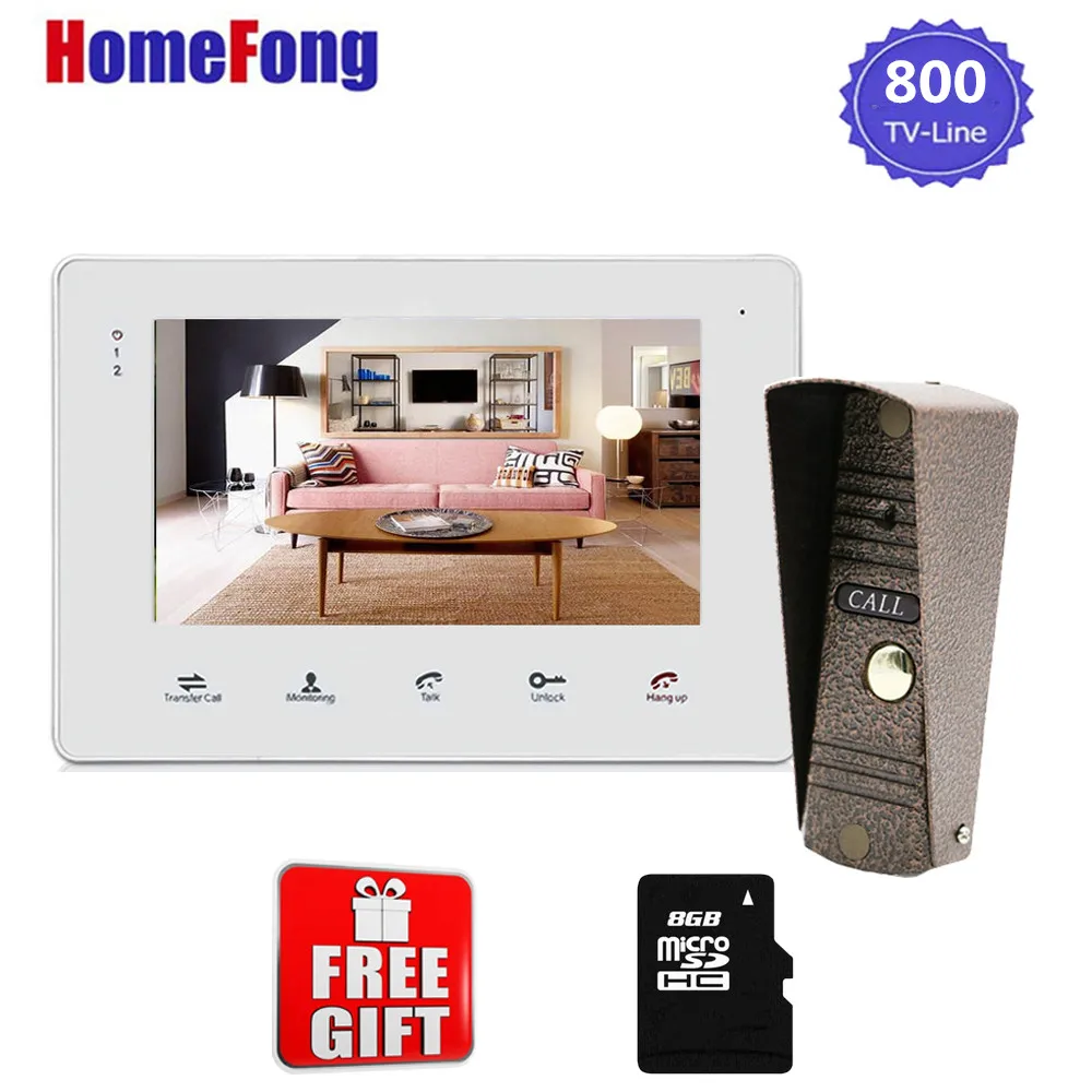 [Promotion]Homefong 7 Inch Video Intercom Door Phone Doorbell with Camera 1 Monitor Call Panel Unlock Talk Motion Record |