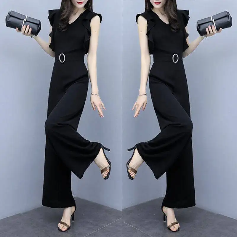 Женский комбинезон без рукавов в Корейском стиле с широкими штанинами и принтом