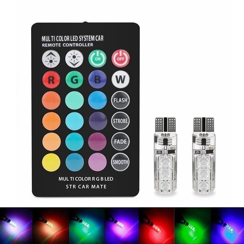Автомобильный RGB-светодиод 12 В T10 светодиод RGB T10/192/W5W пульт дистанционного