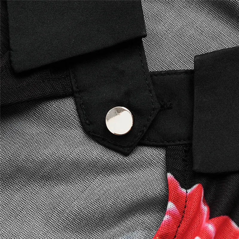 Женское облегающее прозрачное сексуальное мини платье в сеточку с цветком и