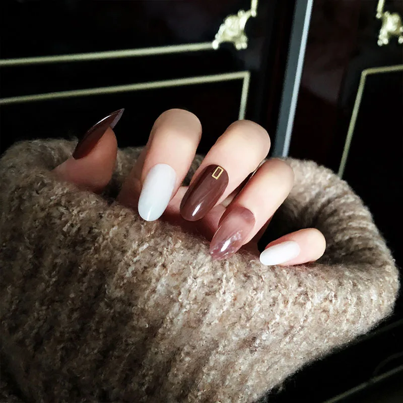 Женщины DIY Мода ногтей советы с клеем летом пляж накладные ногти девушки индивидуальность блестящая Звезда и Луна дизайн поддельные ногти - Цвет: style8