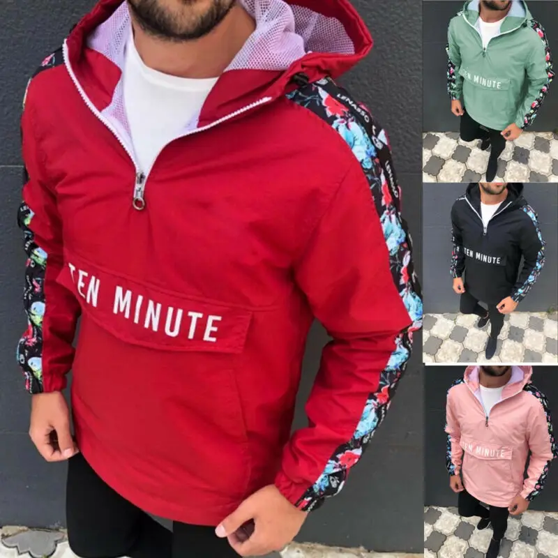 Мужская Уличная толстовка с капюшоном куртка топы длинным рукавом буквенным